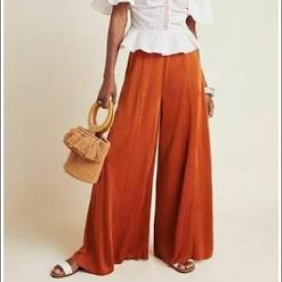 Maeve Pants - Maeve Elegant Rust Wide-Leg Pants